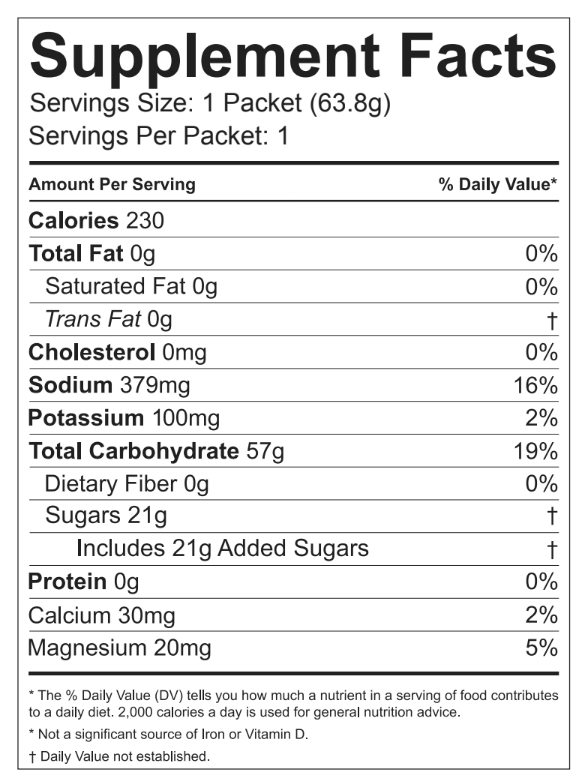:SPEED Năng lượng cường độ cao nutritional information