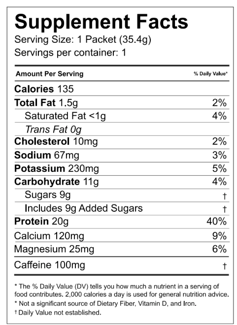 COLD BREW Instant Protein Coffee nutritional information