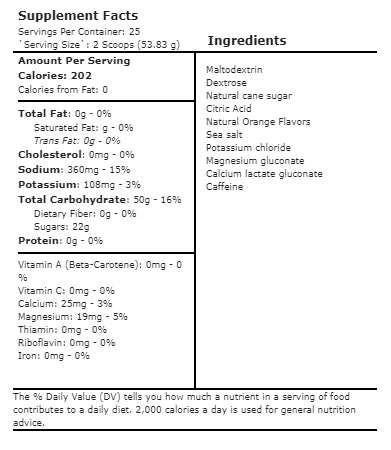 Coach Robb’s Energy Fuel Boost nutritional information
