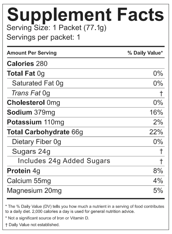 :GO FAR Endurance Fuel nutritional information