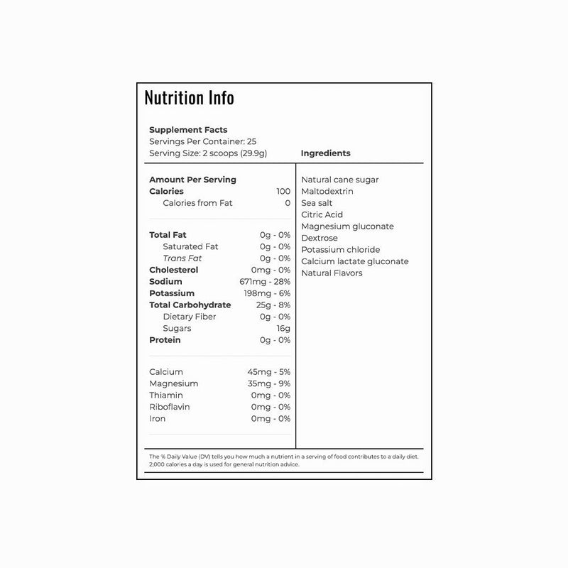 INFINIT الترطيب المسبق PRE nutritional information