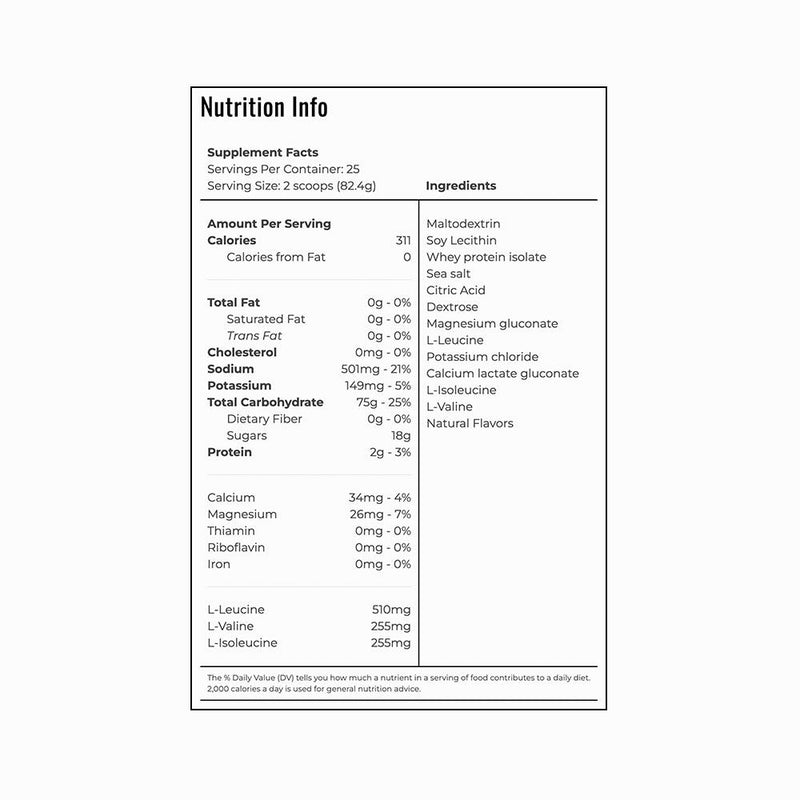 Kona Hot Bike Mix nutritional information