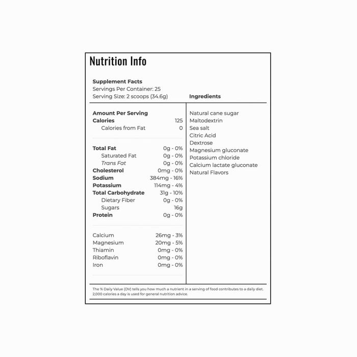 INFINIT Revive nutritional information