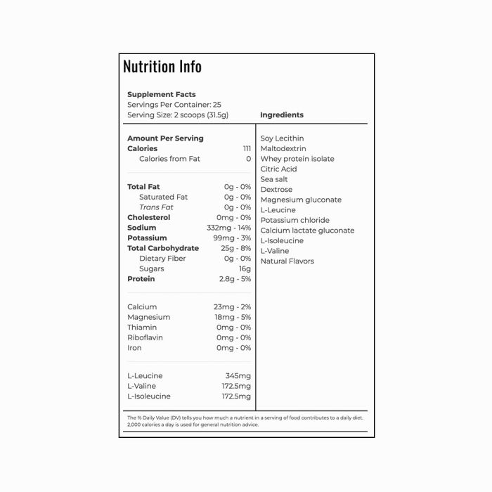 Tee Time للترطيب nutritional information
