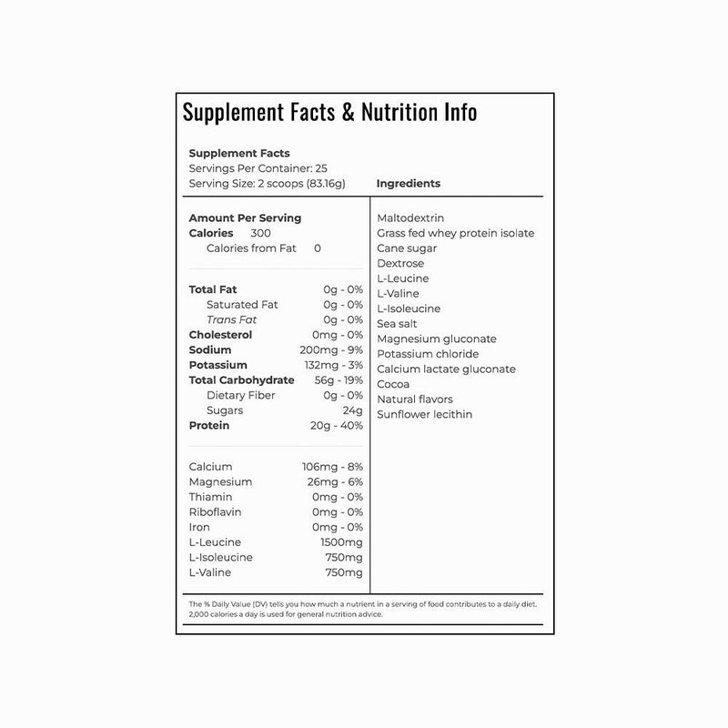 ਤੈਰਾਕੀ ਰਿਕਵਰੀ ਬਲੈਂਡ nutritional information