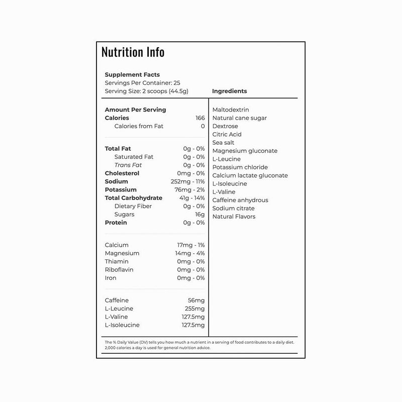 स्विमिंग ट्रेनिंग मिक्स nutritional information