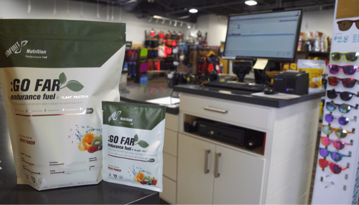 GO FAR Endurance Fuel + Plant Protein Retail Store infinit-nutrition-go-far-plant-protein-vegan-available-specialty-retail-stores